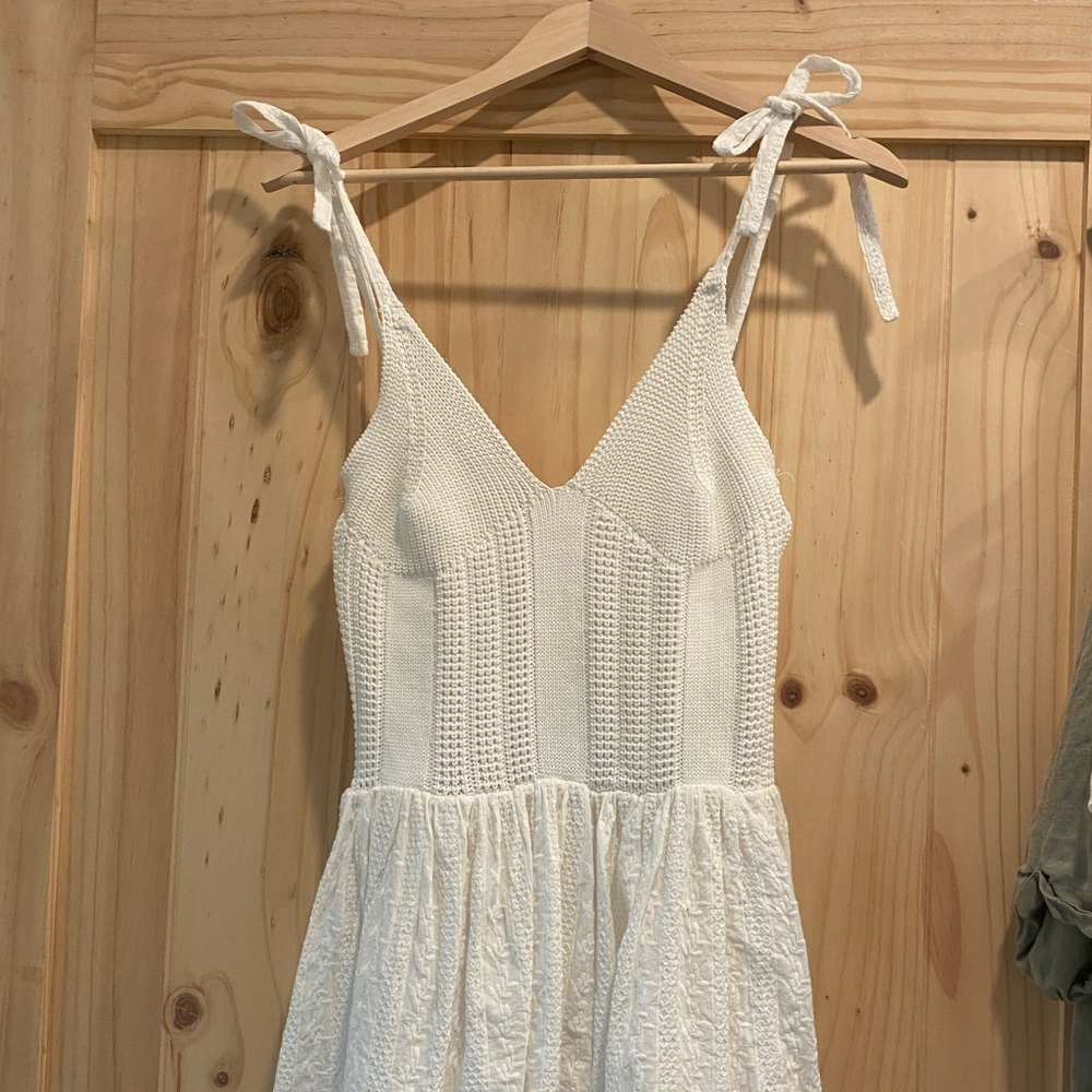 En Saison Cream Textured Sundress with Ruffle Trim. 
Never worn! - Picture 6 of 14